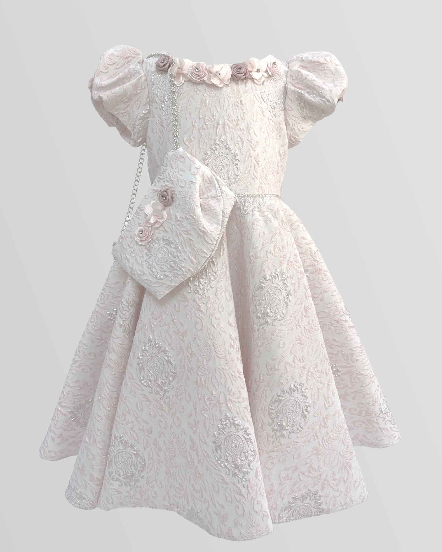 Half Sleeve Neck Flowered Dress