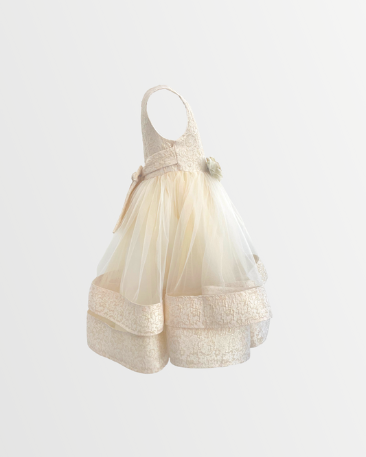Jacquard Dress With Tulle Lace