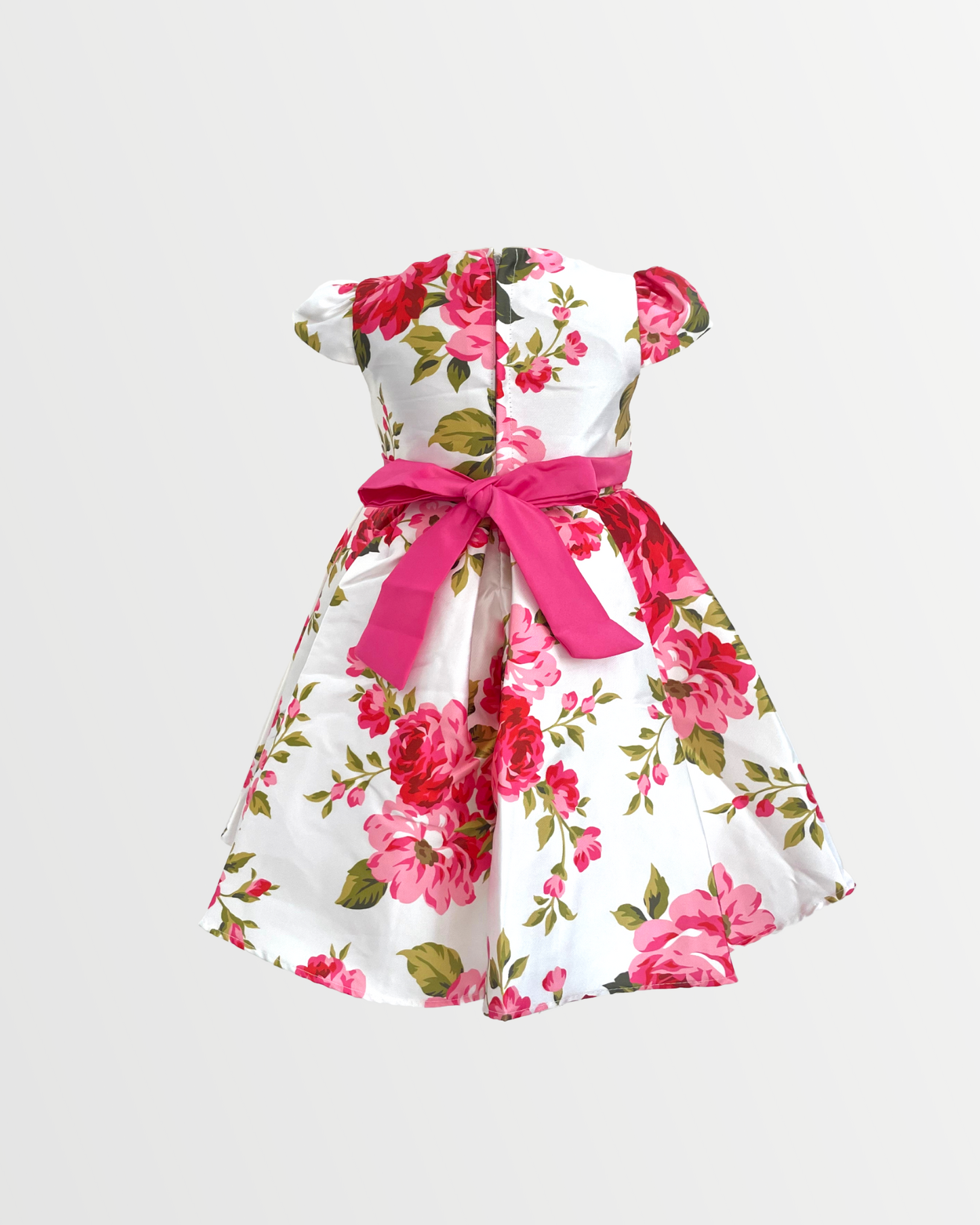 فستان ساتان وردي زهري