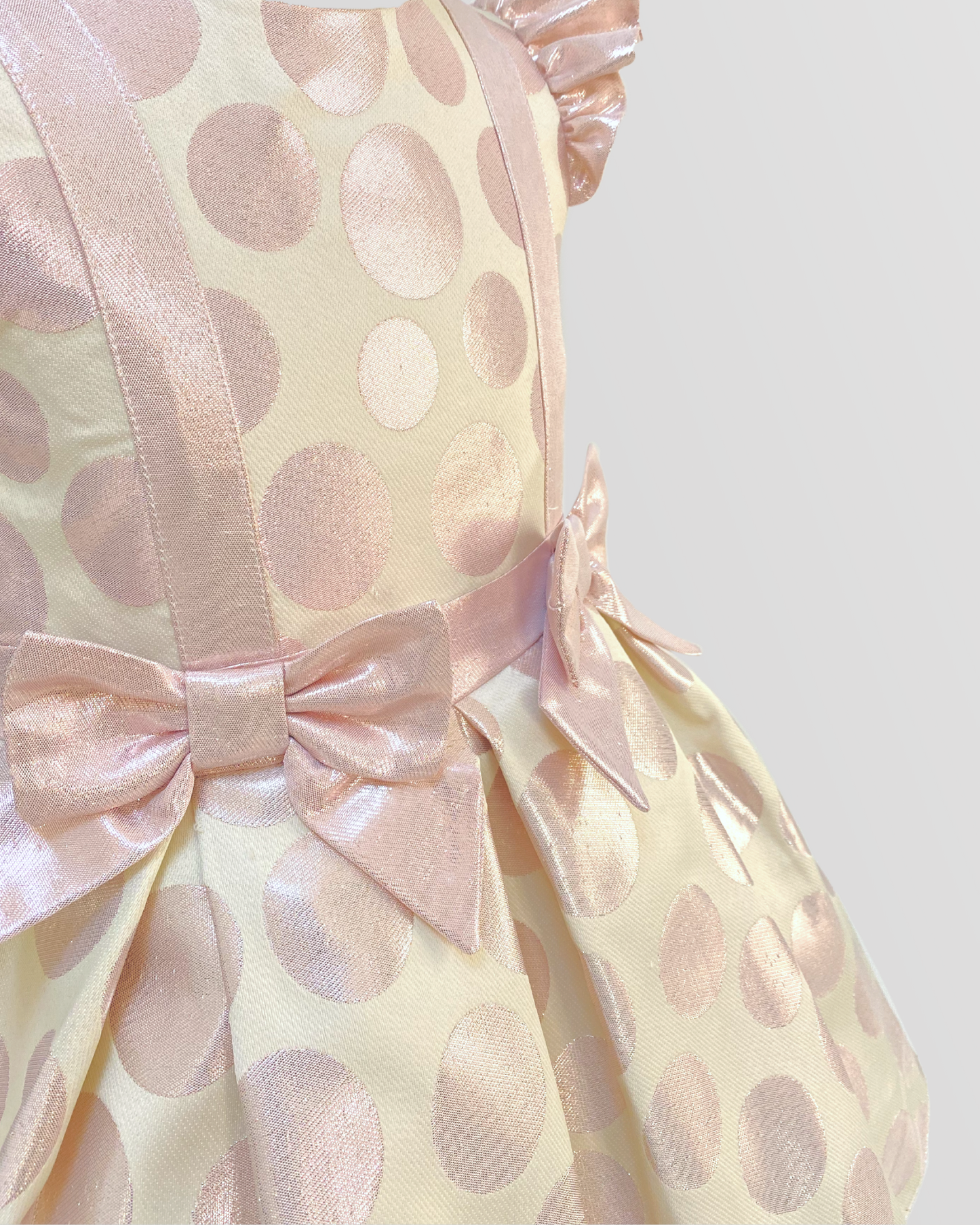Dotted Satin With Large Ribbon And Headband Dress