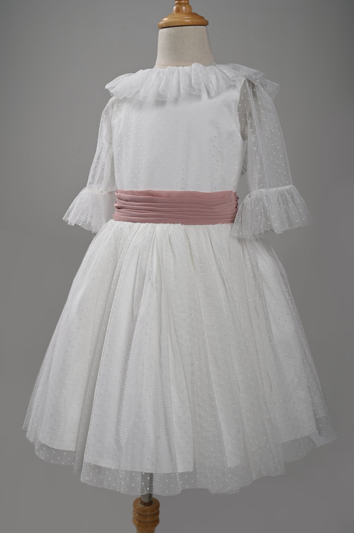 Cotton Tull Lace Dress with Hair Accessory