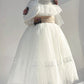 Puffy Cozy White Dress Dotted Tull Lace