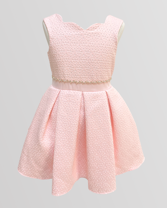 Girly Dress With Pearls On The Waist With Jacket And Headband