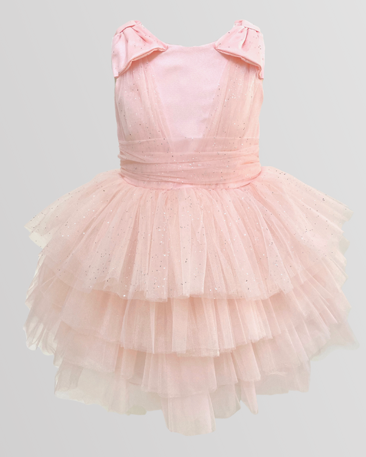 Puffy Tulle Lace With Two Ribbons On Shoulders And Headband Dress