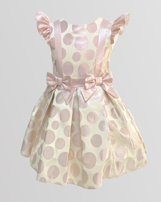 Dotted Satin With Large Ribbon And Headband Dress