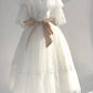 Puffy Cozy White Dress Dotted Tull Lace