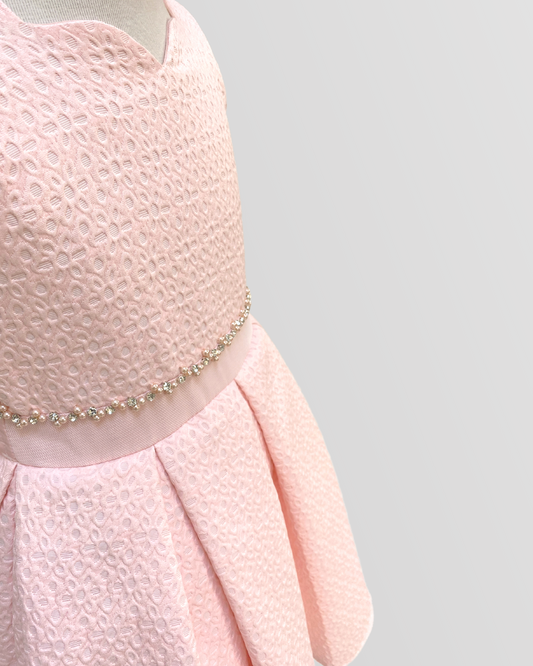 Girly Dress With Pearls On The Waist With Jacket And Headband