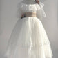 Puffy Cozy White Dress Dotted Tull Lace
